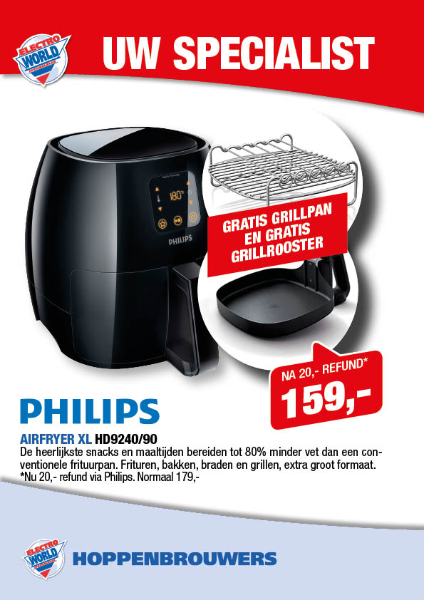 Monumentaal Actief struik Philips Airfryer xl HD9240-90 | Electro World Hoppenbrouwers